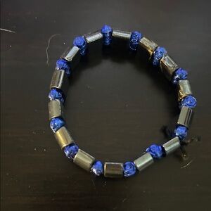 Chic Blue and Black Beaded Bracelet